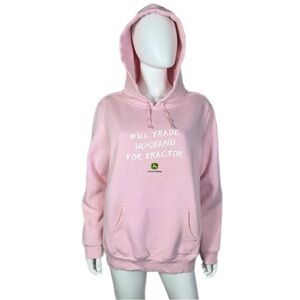 John Deere Light “ Will Trade Husband for Tractor” Pink Hoodie